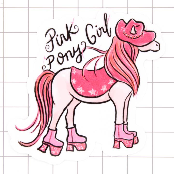 Pink Pony Girl Vinyl Sticker for wholesale by Amy Hartelust Art and Illustration