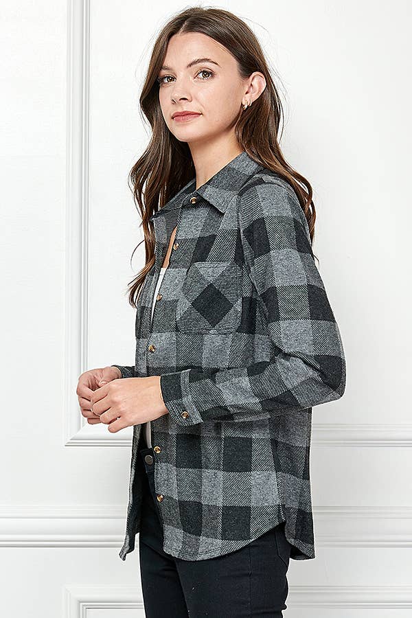 Veracci - Wholesale Button Down Shirt - Women's - Stretch button Up Women Plaid Sweater Shirt21