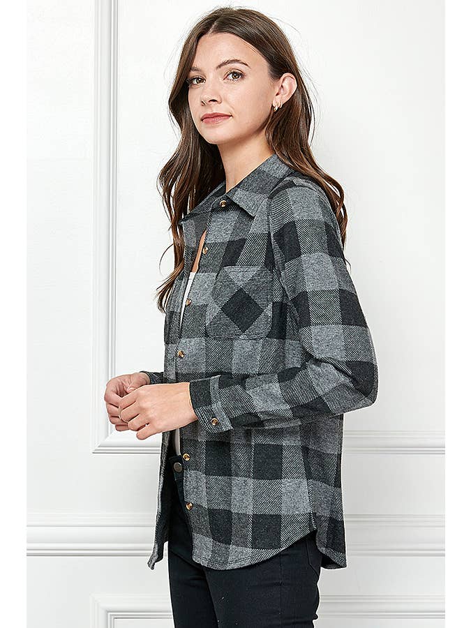 Veracci - Vente Chemise à col boutonné – femme - Chandail à carreaux extensible boutonné pour femme21