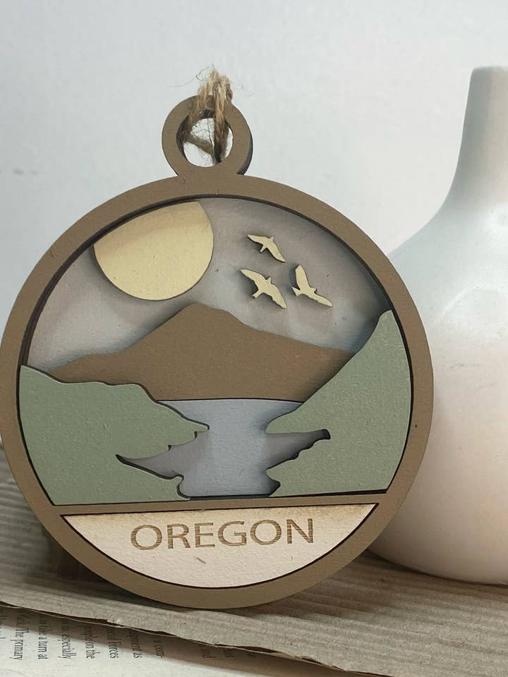 Oregon State Ornament or Gift Tag for wholesale by Pine Designs