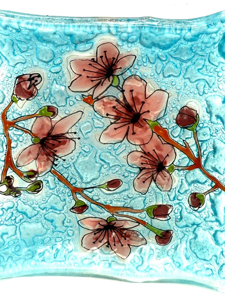 Cherry Blossom Square Plate / Dish for wholesale by Pampeana