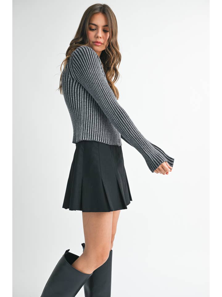 AEMI + CO - Wholesale Cardigan - Women's - 3391GK Ribbed Button-Up Cardigan6