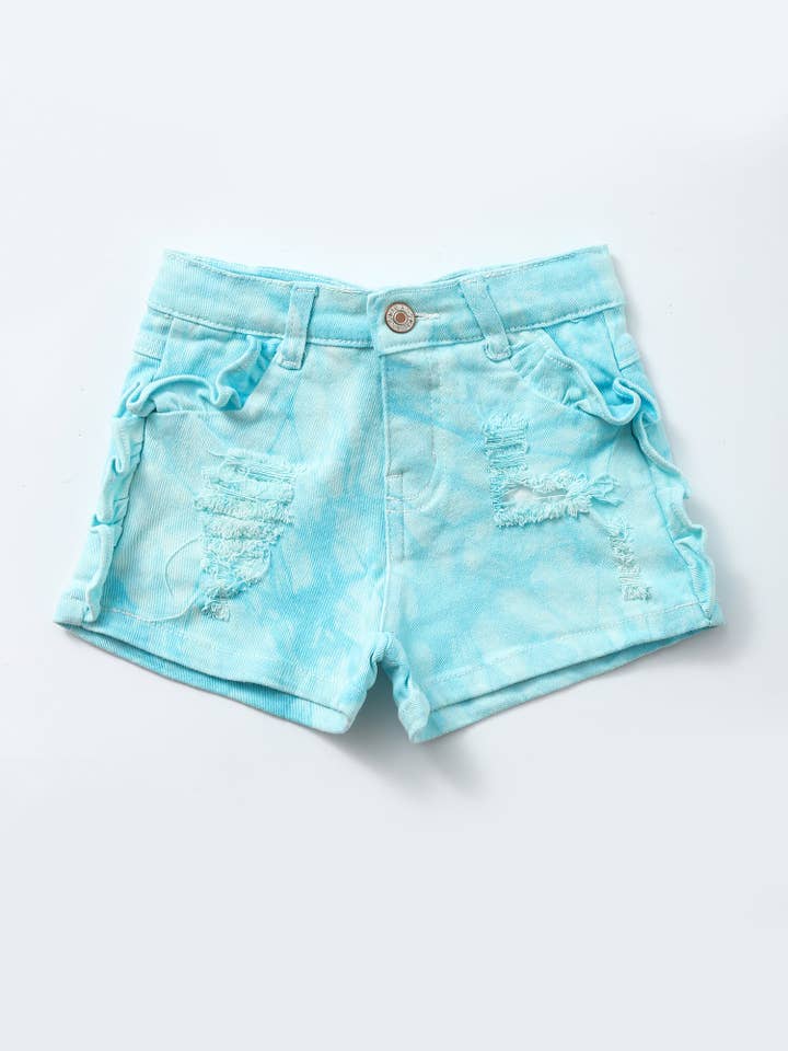 sassy kids palace - Wholesale Shorts - Kids - Kids Blue Distressed Ruffle Denim Shorts