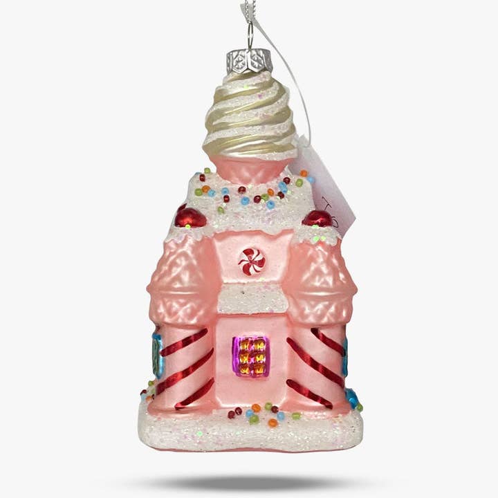 Pink House Glass Ornament for wholesale by FancyFace Designs