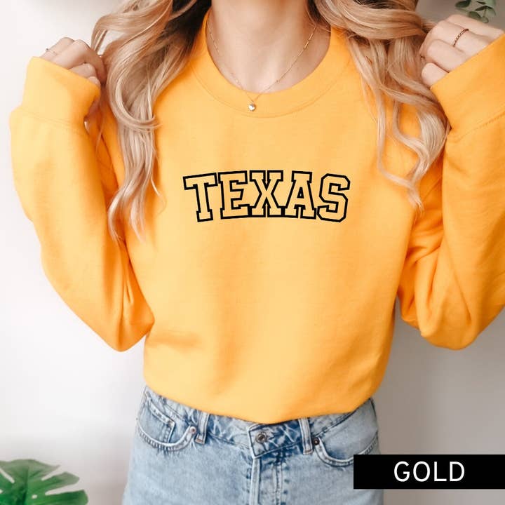Sweat-shirt texan brodé, État du Texas pour la vente par Rosie and Vi