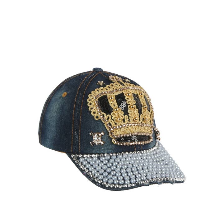 Handbag Factory Corp - Wholesale Baseball Cap - Women's - Skull and Crown Denim Cap2