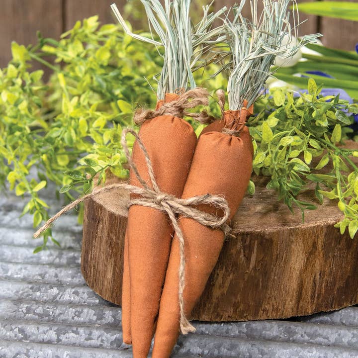 The Hearthside Collection - Wholesale Decorative Tabletop Object - 4/Set, Primitive Fabric Carrots1