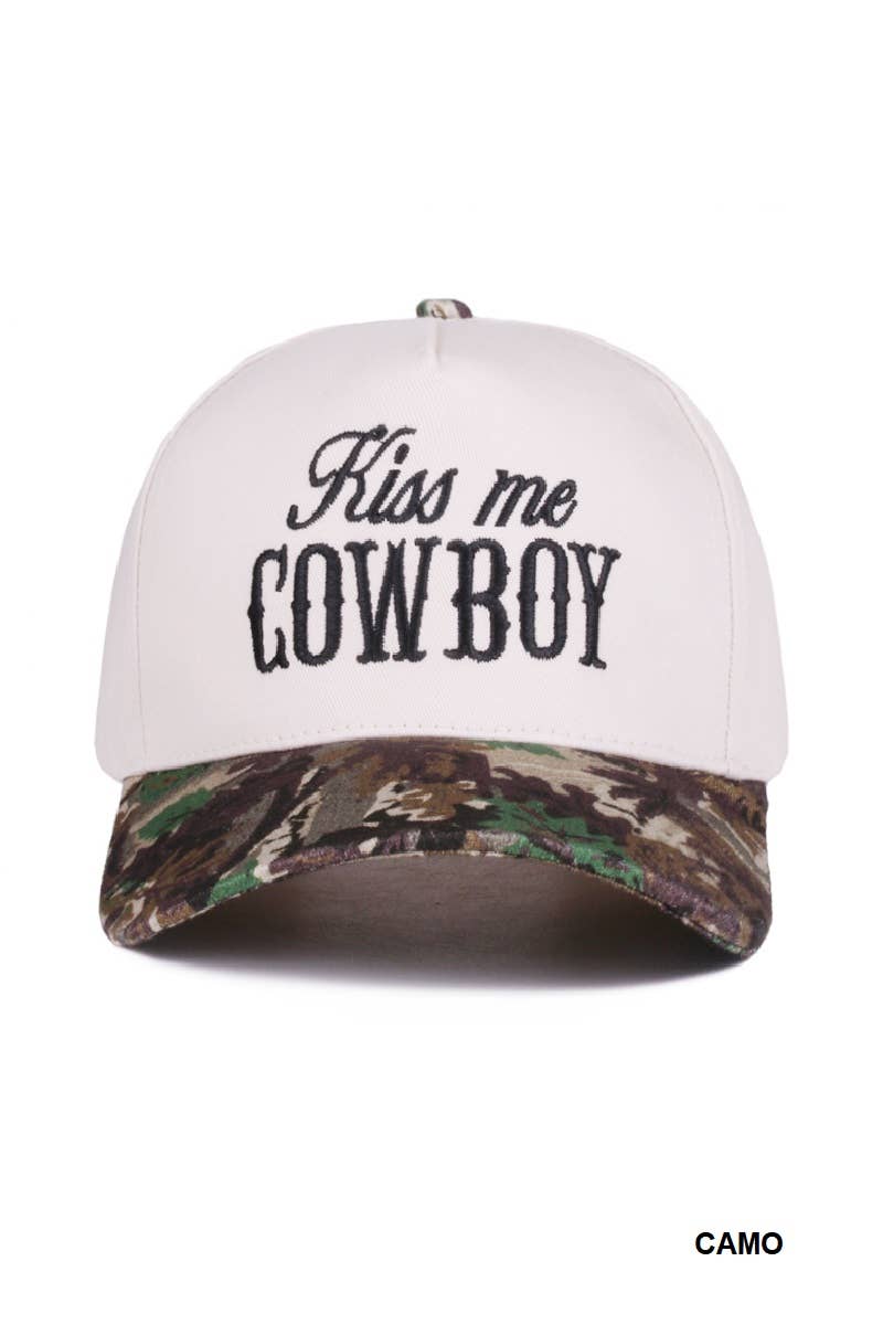 42POPS - Wholesale Baseball Cap - Women's - .1014 Kiss Me Cowboy Two Tone Canvas Cotton Cap SI-284766