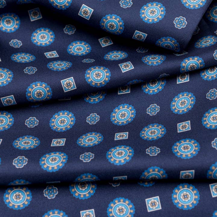 Elizabetta Made in Italy USA - Wholesale Scarf - Men's - Botticelli - Slim Silk Scarf - Blue2