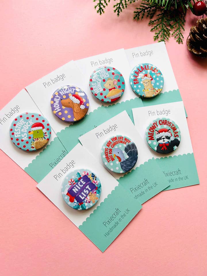 Funny Christmas Badges/Magnets Pick for wholesale by Pixiecraft