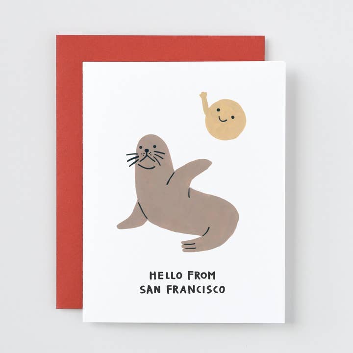 Say Something Cards - Vendita all'ingrosso Biglietti di auguri generici - Biglietto Hello From San Francisco Leone Marino