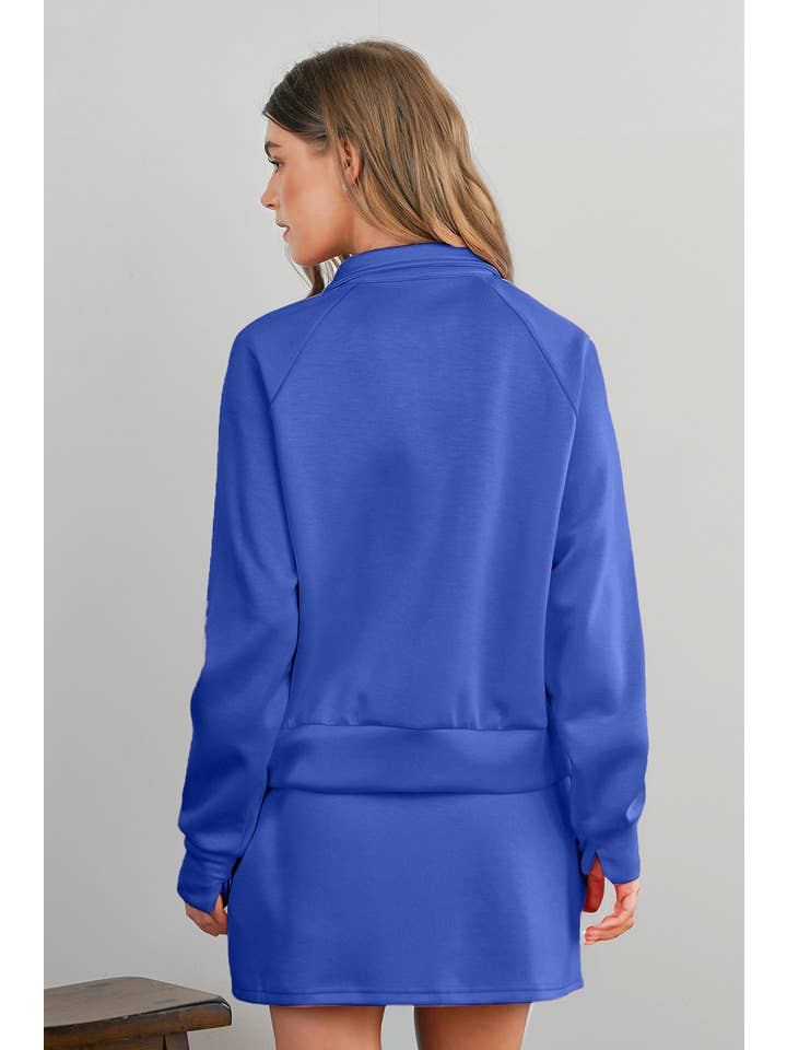 Aapparella - Wholesale Top & Skirt Set - Women's - Solid Half Zip Front Pullover & Mini Skirt 2 Pcs Set | S-XL5