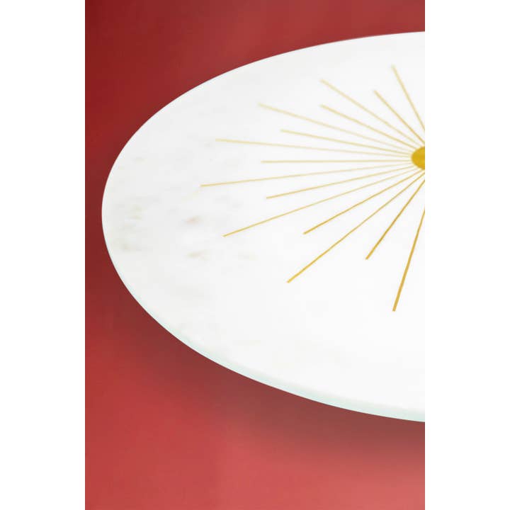 GAURI KOHLI - Wholesale Cheese Board - Sunshine Marble Brass-Inlay Cheese Board 12″2