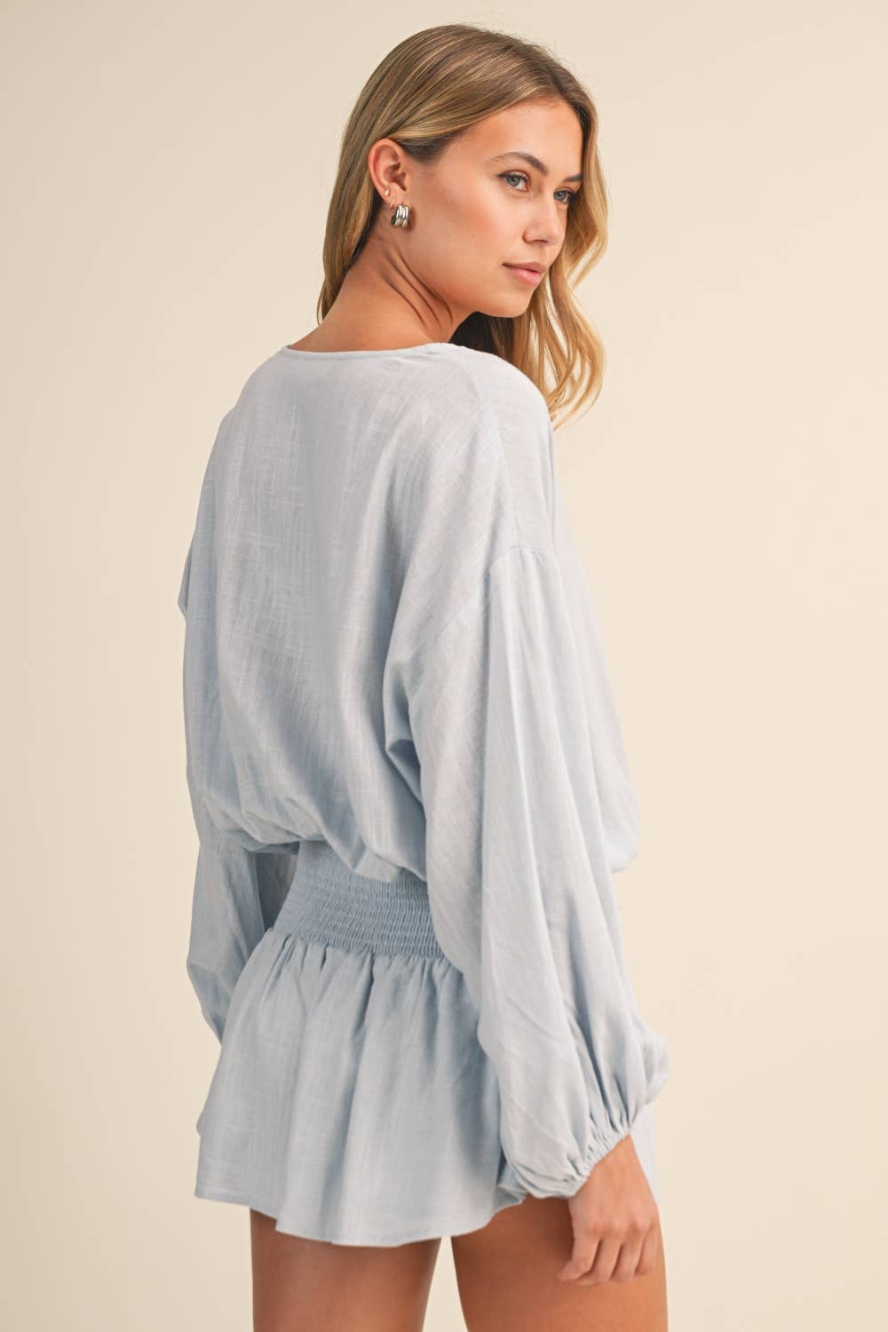 Klesis - Wholesale Romper - Women's - IR2396 LINEN LONGSLEEVES ROMPER7