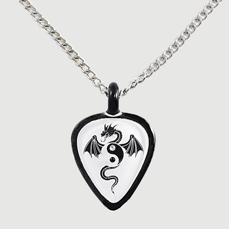 Glass Baron - Wholesale Pendant/Charm Necklace - JP 590: Guitar Pick with Dragon Necklace0