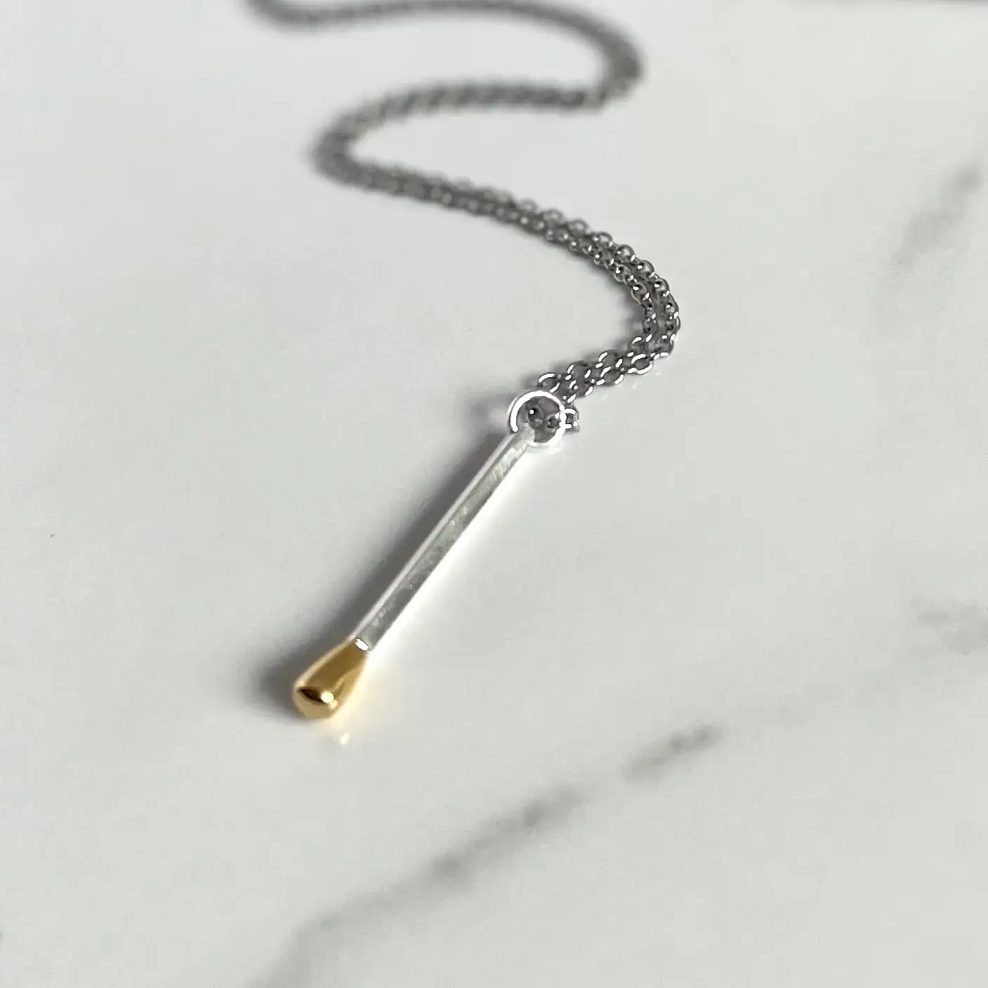 L Rae Charm - Wholesale Pendant/Charm Necklace - Matchstick Twin Flame Charm Match Silver Necklace3