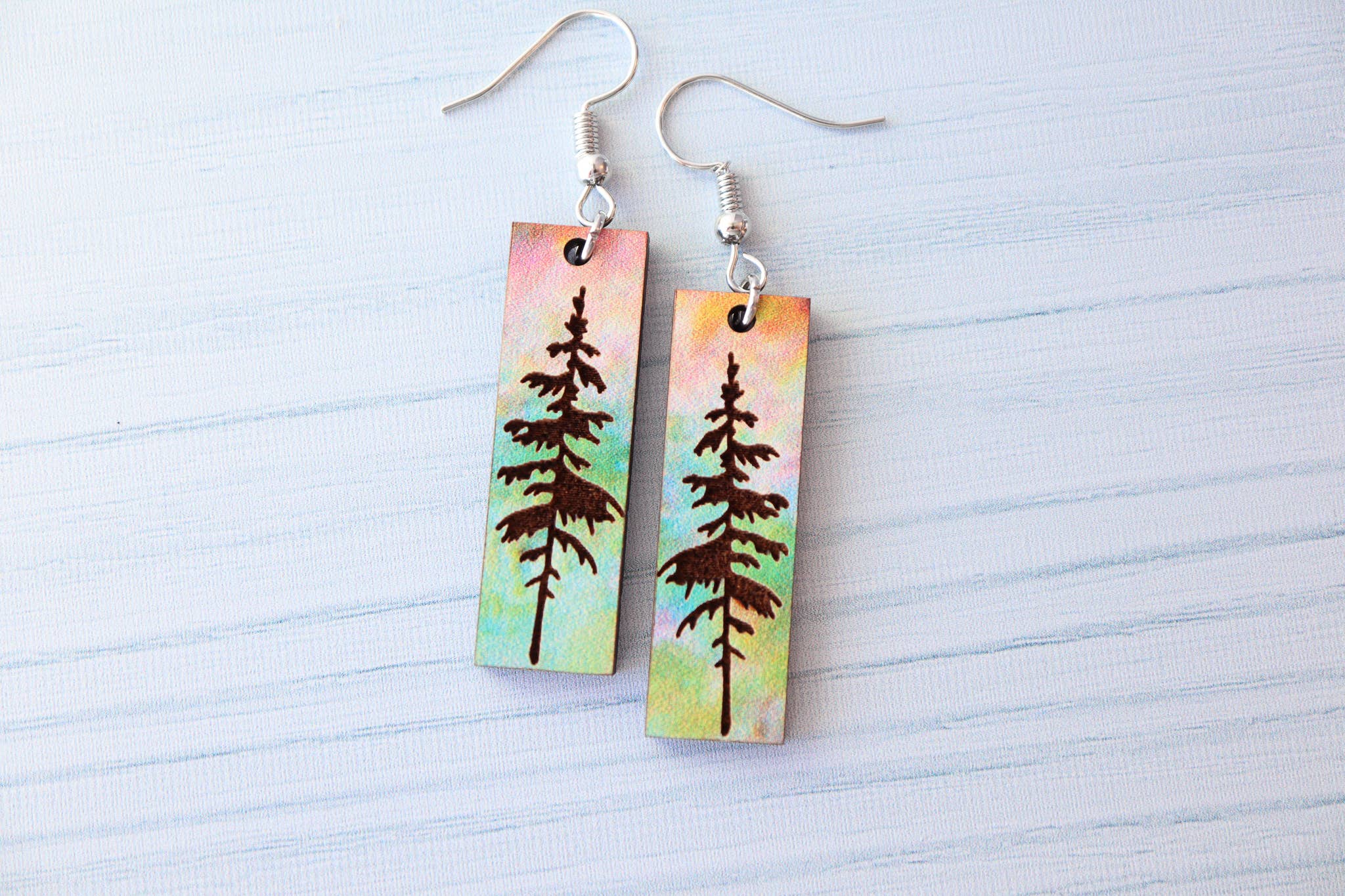 Nine Mile Creative - Wholesale Dangle Earrings - Aurora Pine Forest Wood Dangle Earrings Pendant5