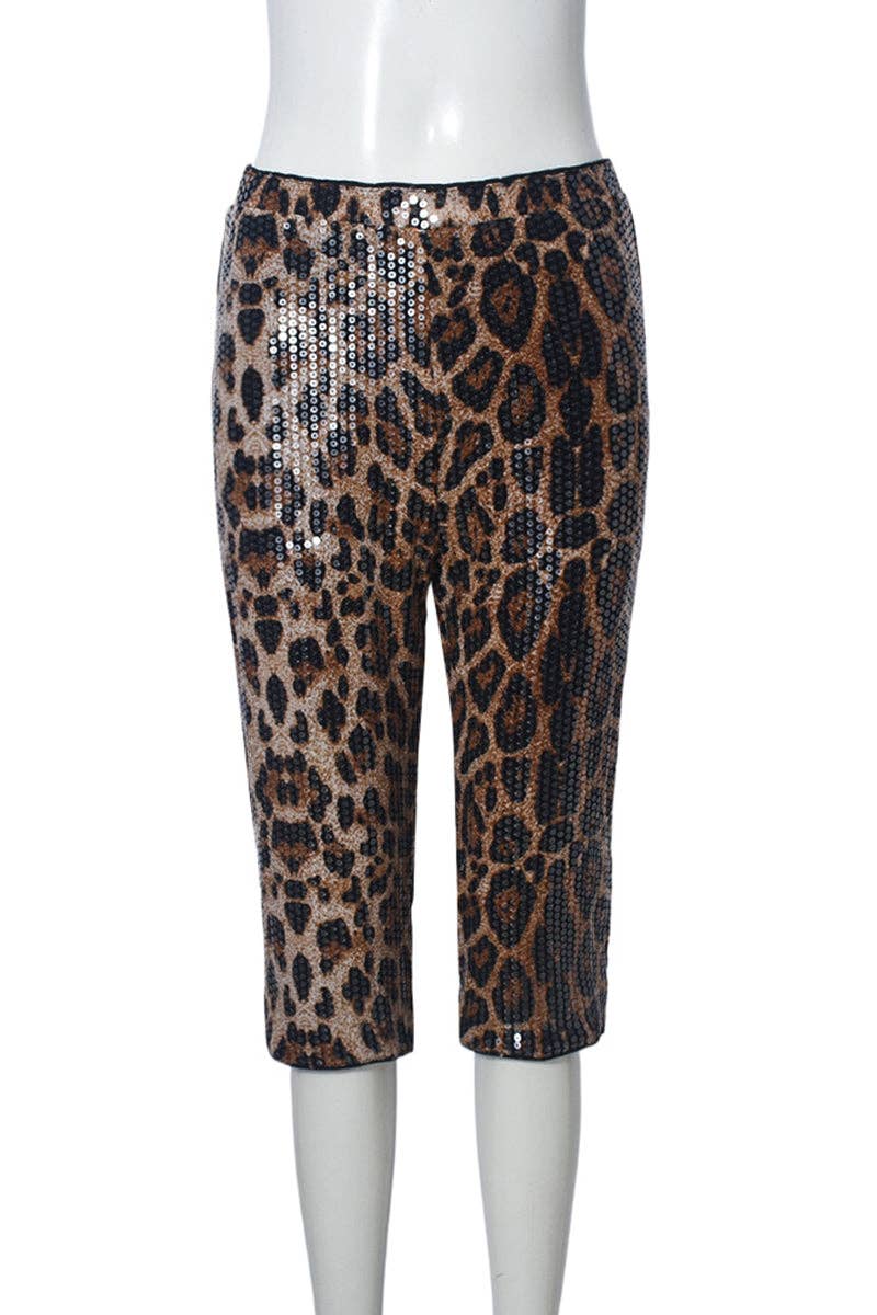 Sequin Leopard Print Casual Pants for wholesale on Faire1