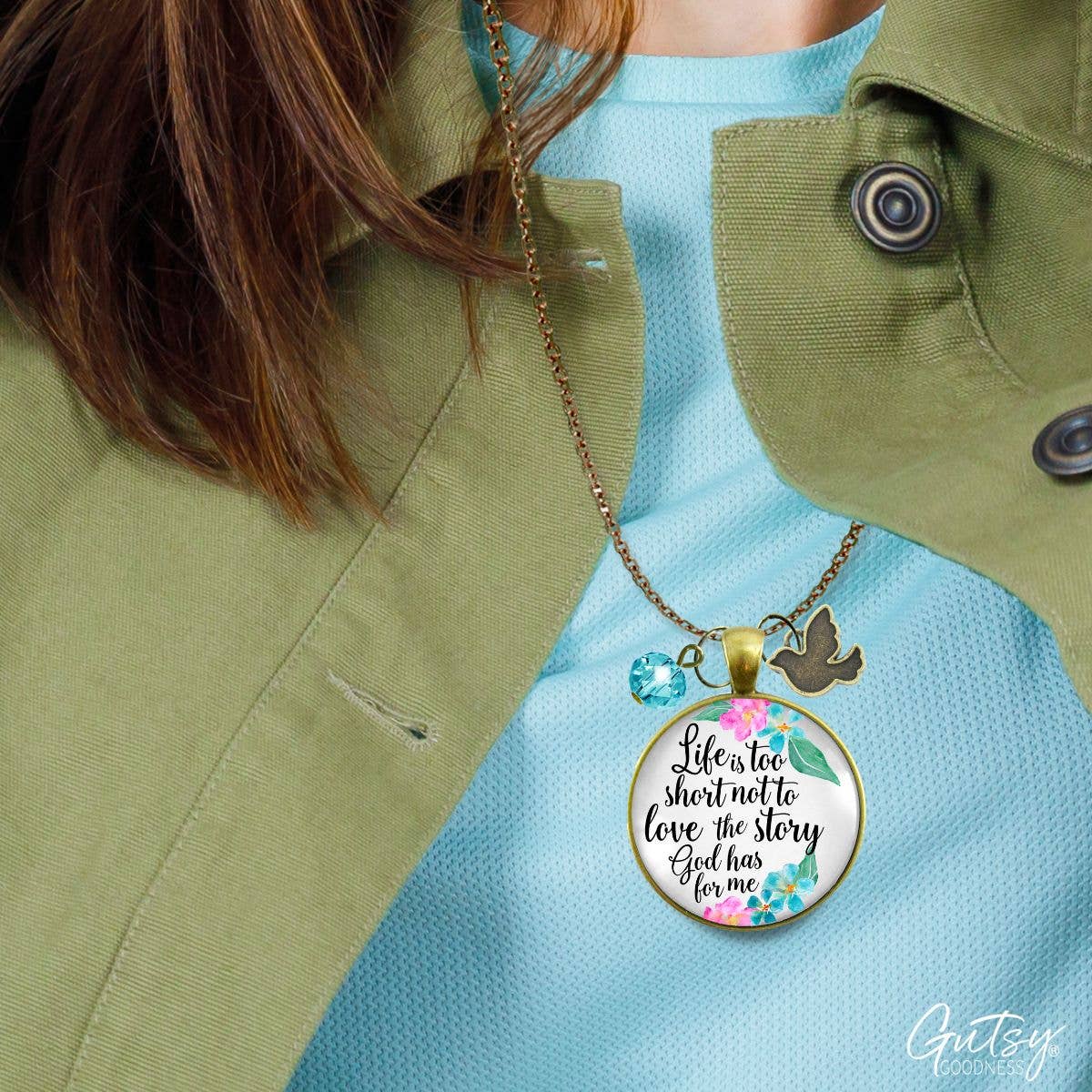 Gutsy Goodness - Wholesale Pendant/Charm Necklace - Faith Necklace Life is Too Short Not To Love The Story G… (C6