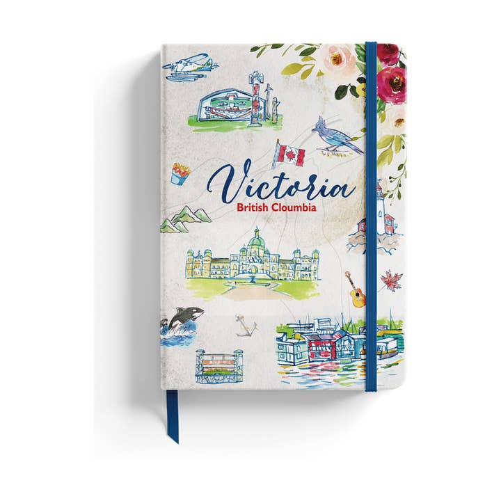 Victoria British Columbia Geïllustreerd A5 Notitieboek Reisdagenboek Harde Kaft voor wholesale door Northern Icons Canada