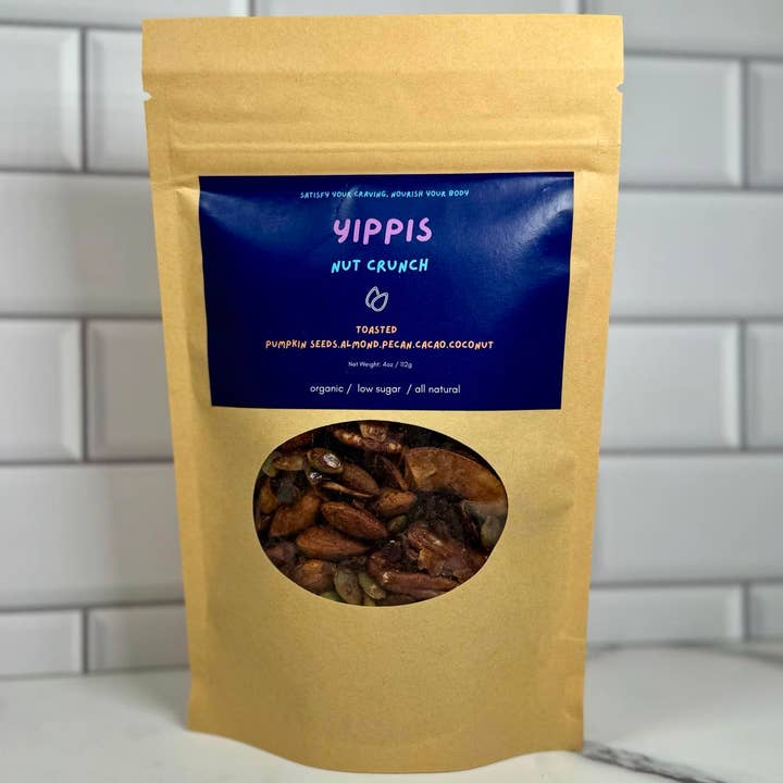 NUT CRUNCH: Toasted Almond Pecan Cacao Coconut Granola - Organic, Low-Sugar, High-Fiber Nut Blend for wholesale by Yippis