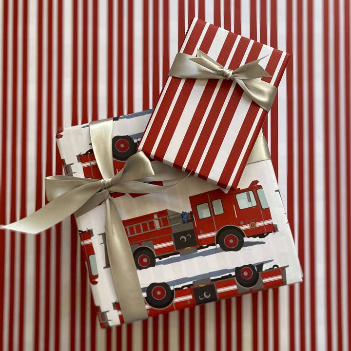 Ballard & Prescott - Wholesale Flat Wrap - Fire Truck Wrapping Paper1