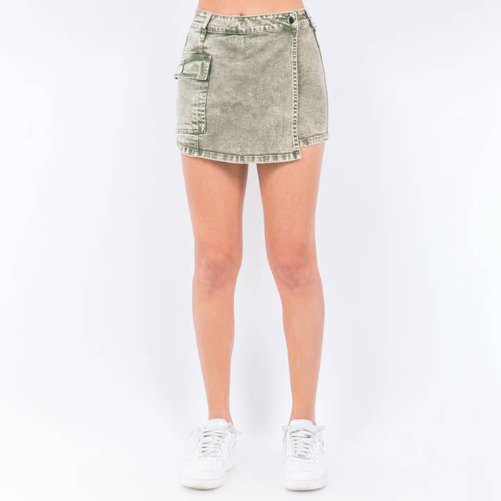 ACID WASH CARGO POCKET SKORT-RSS30666 for wholesale by American Bazi