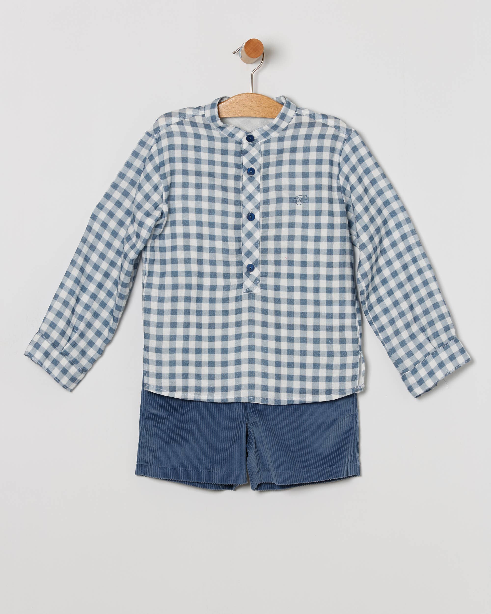 CLOUDY BLUE Plaid Bermuda Shirt for wholesale on Faire1