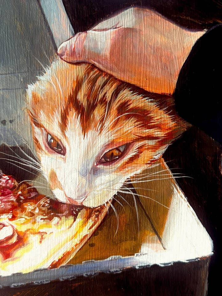 Pizza Cat Art Print: Funny Orange Cat Poster for wholesale by mohrdoesart