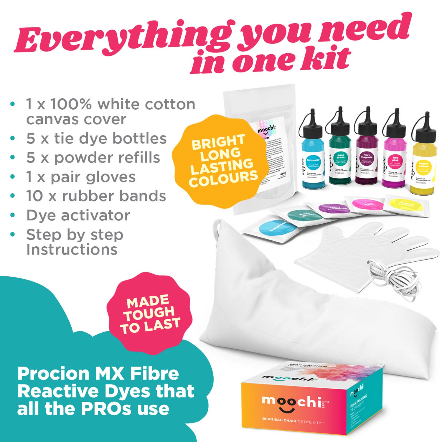 MOOCHI LIFE - Wholesale DIY craft kit - STUFFED ANIMAL STORAGE COVER TIE DYE KIT - NEW TO MARKET!1