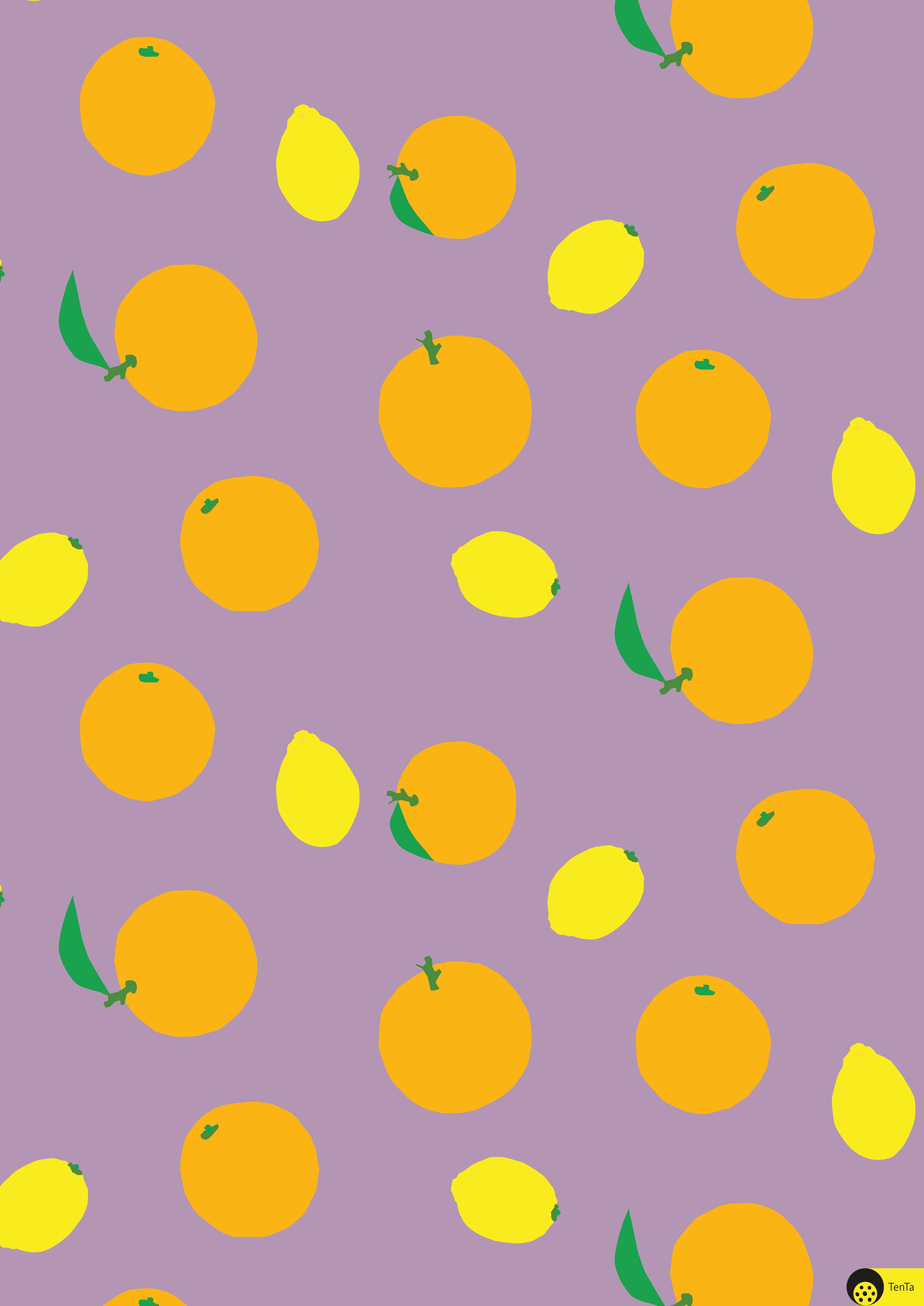 TenTa - Wholesale Wrapping Paper Roll - Modern Orange and Lemon Illustrated Wrapping Paper 2