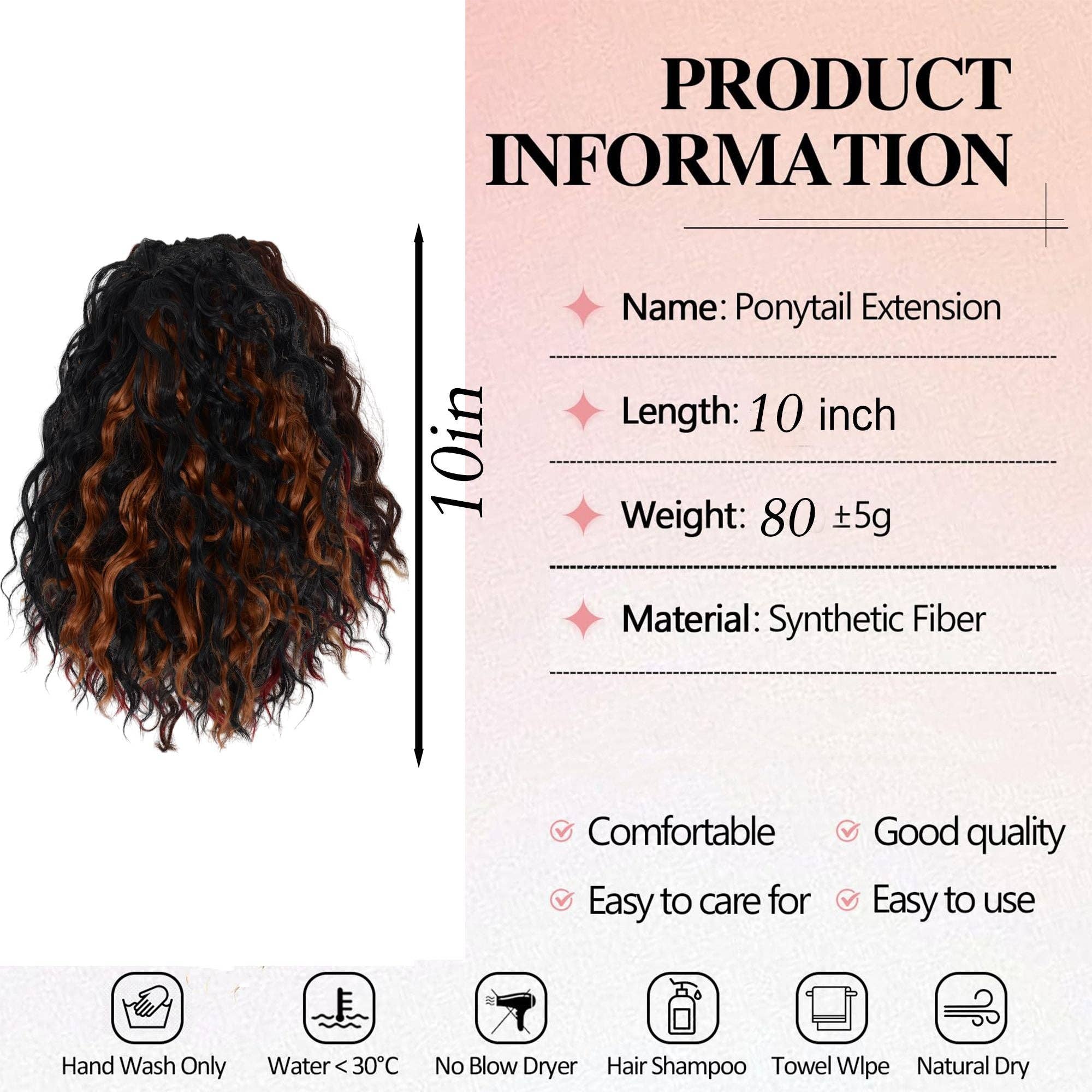 AK Brand - Wholesale Hair Extensions - 10" Curly Drawstring Ponytail Extension for Women8