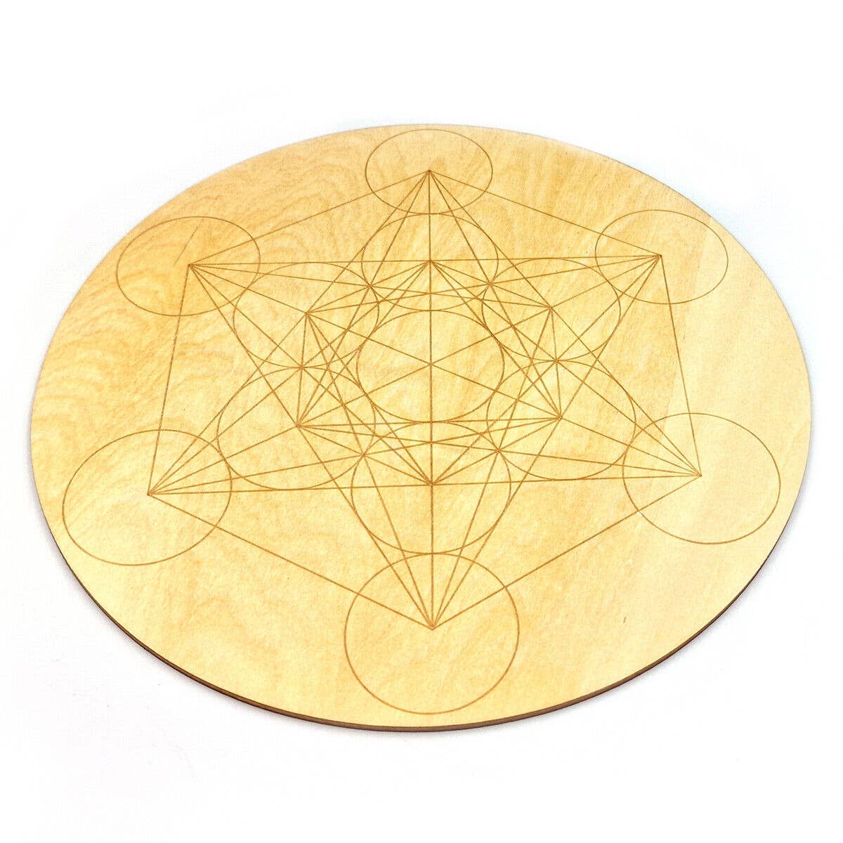 Shamans Crystal - Wholesale Crystal Grid - Crystal Grid Plates Round In Wood, 20cm Wide, Flower of Life37