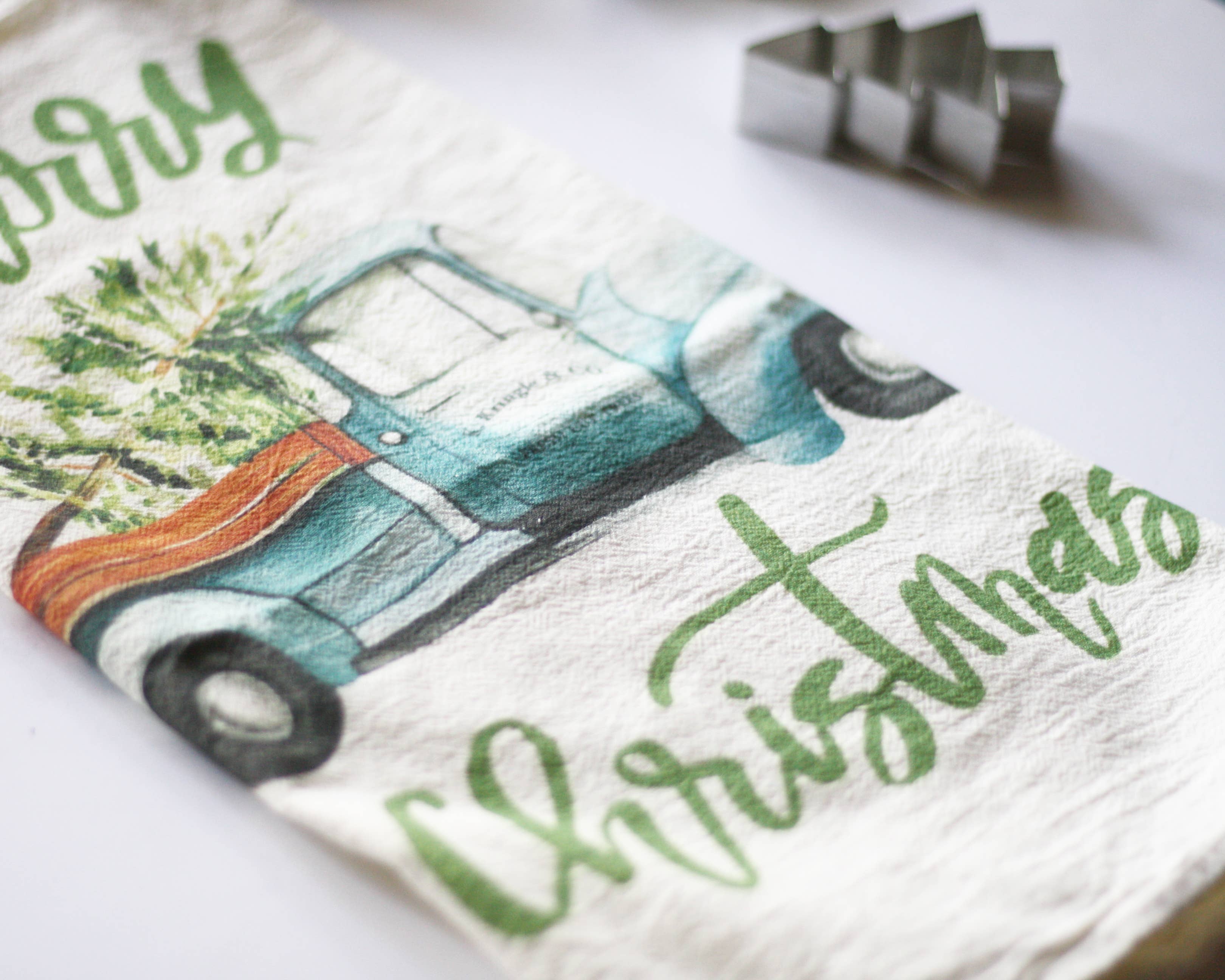 Honey Brush Design® - Wholesale Tea Towel - Christmas Truck Tea Towel3