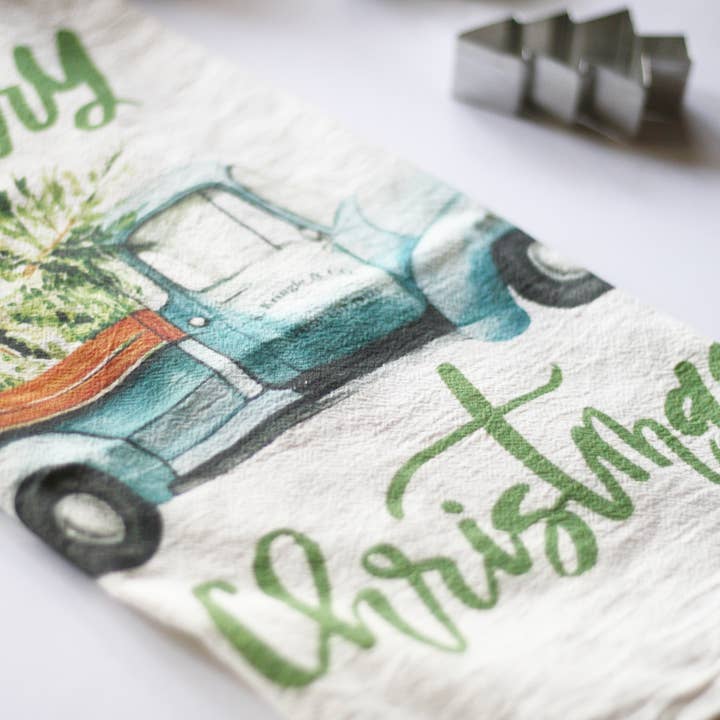 Honey Brush Design® - Wholesale Tea Towel - Christmas Truck Tea Towel3