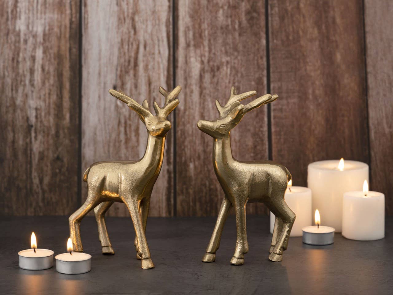 Voglrieder – Decoração de Natal por atacado – Conjunto de figuras decorativas de 2 cervos decoração de mesa figura animal metal1