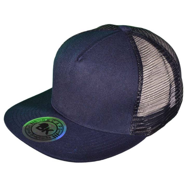 Buck Wholesale - Wholesale Trucker Hat - Unisex - Flat Bill Trucker Hats - 5 Panel SnapBack Mesh 2 Tone BK Cap11