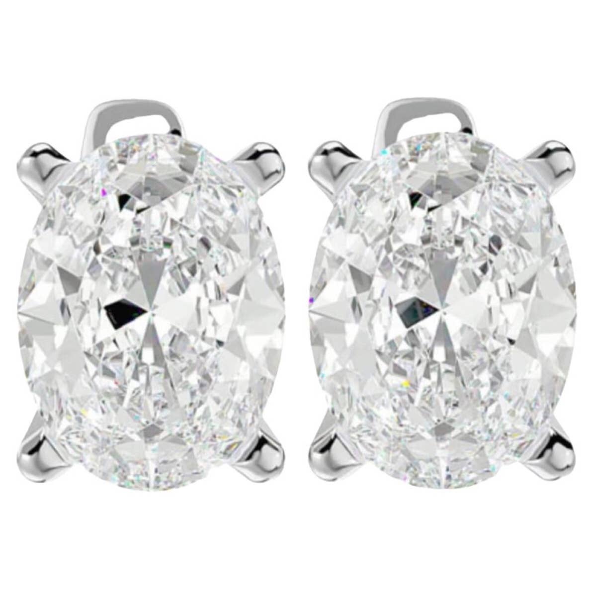Lifetime Jewelers - Wholesale Stud/Post Earrings - 4 Ct Oval Lab Grown Diamond Stud Earrings 14k White Gold  0