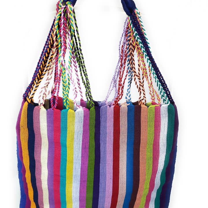 The Little Pueblo - Vente Tote bag – femme - Sac fourre-tout tissé à rayures mexicaines, hamac de Chiapas, fait main pour femme21