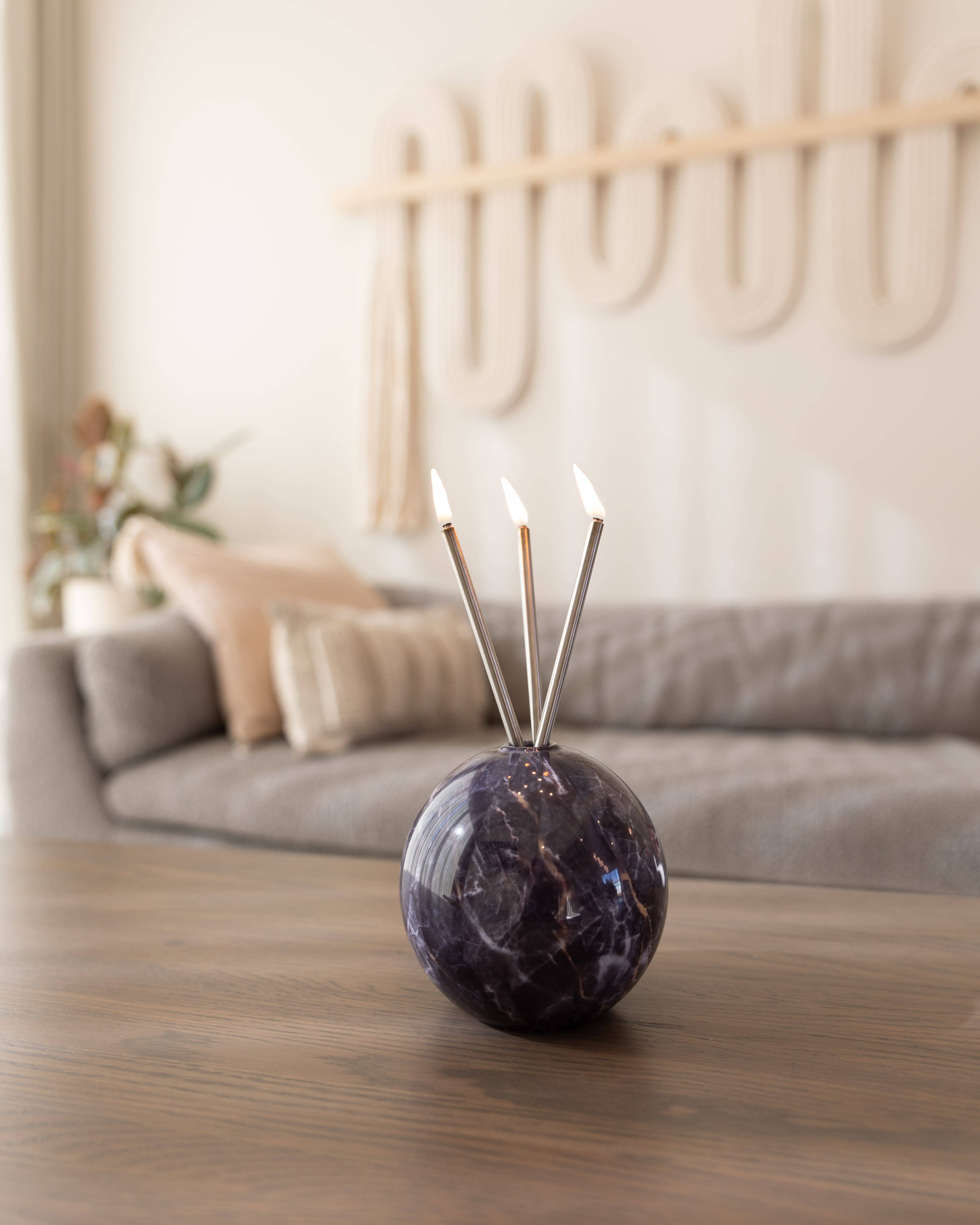 Everlasting Candle Co. - Wholesale Candle Holder - Neva Vase, Charcoal Marble Candle Holder [x6 Vases]11