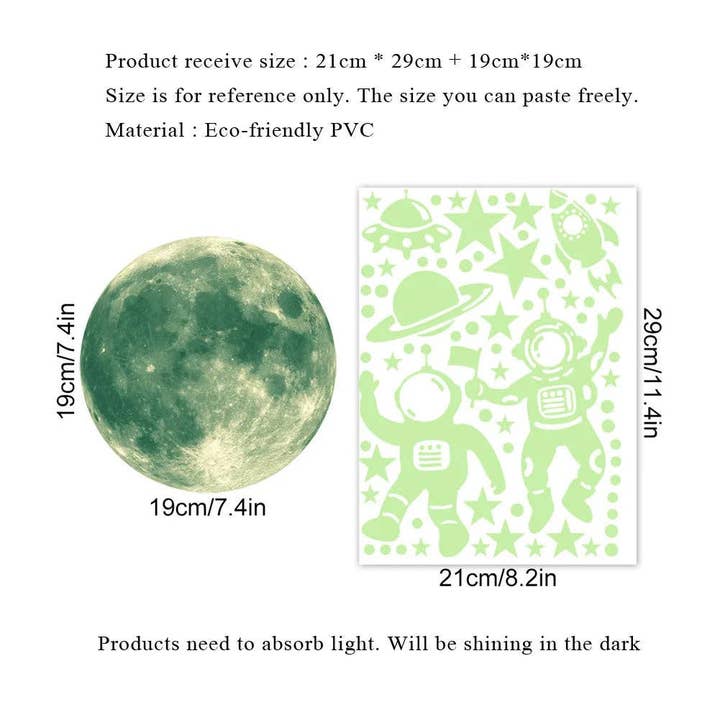 Lumbee Trade - Wholesale Wall Decal/Stickers - Astronaut Star Moon Sticker Glow In The Dark1