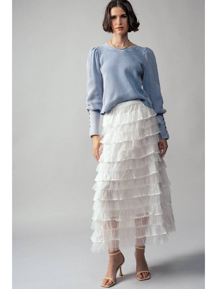 Urban Daizy - Wholesale Skirt - Women's - Clear Tulle Layered Ruffle Maxi Skirt