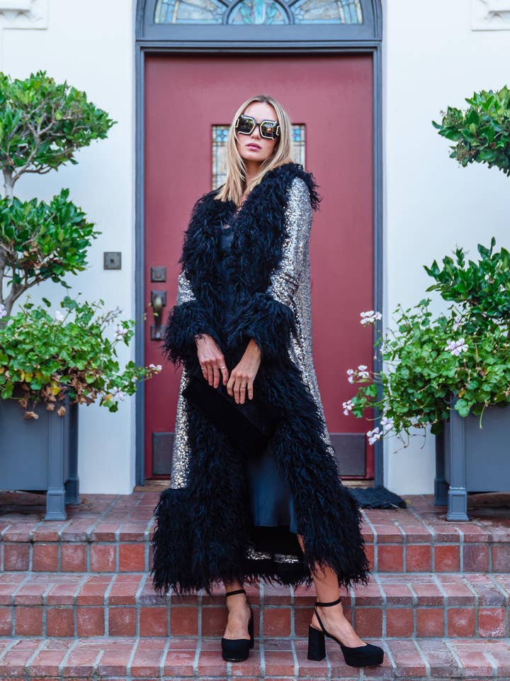 Jennafer Grace - Wholesale Jacket – Women's - Penny Deluxe Buxom Gunmetal Faux Fur Jacket2