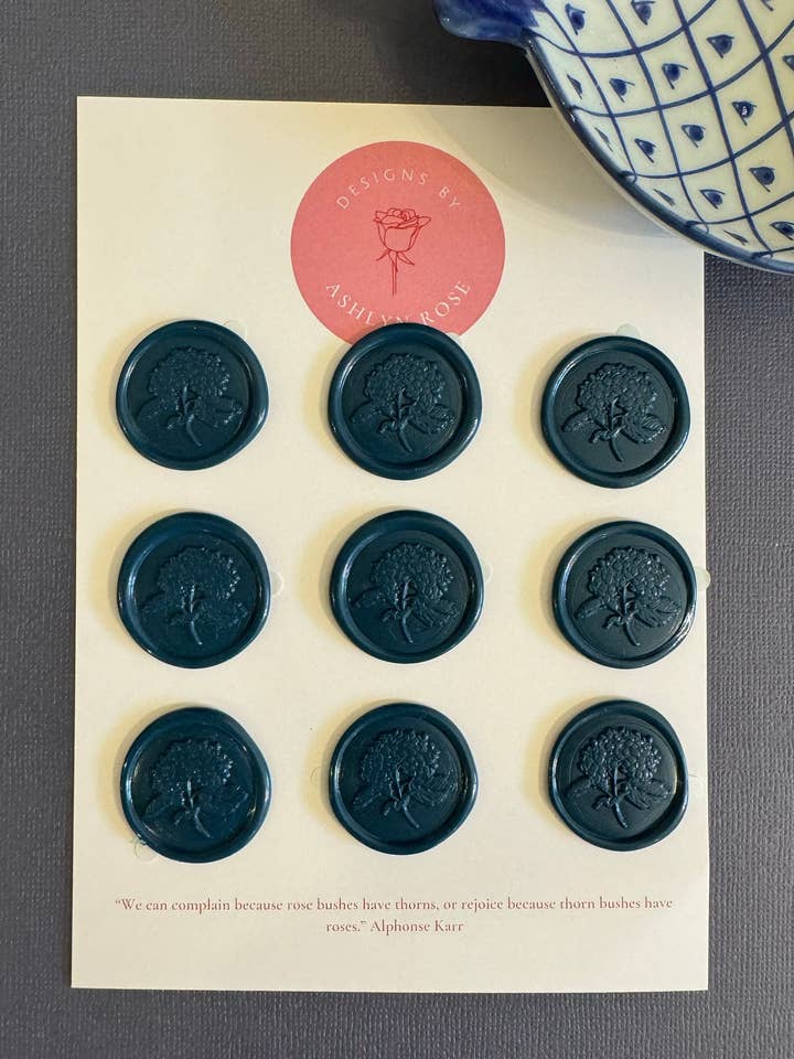 Hydrangea Wax Seal Stickers For Wedding Invitations for wholesale by Designs by Ashlyn Rose