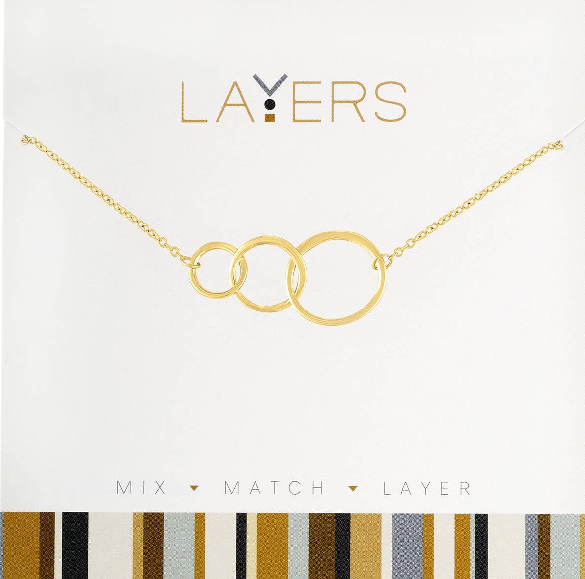 Center Court - Wholesale Pendant/Charm Necklace - Layers: Gold Trio Open Circles Necklace