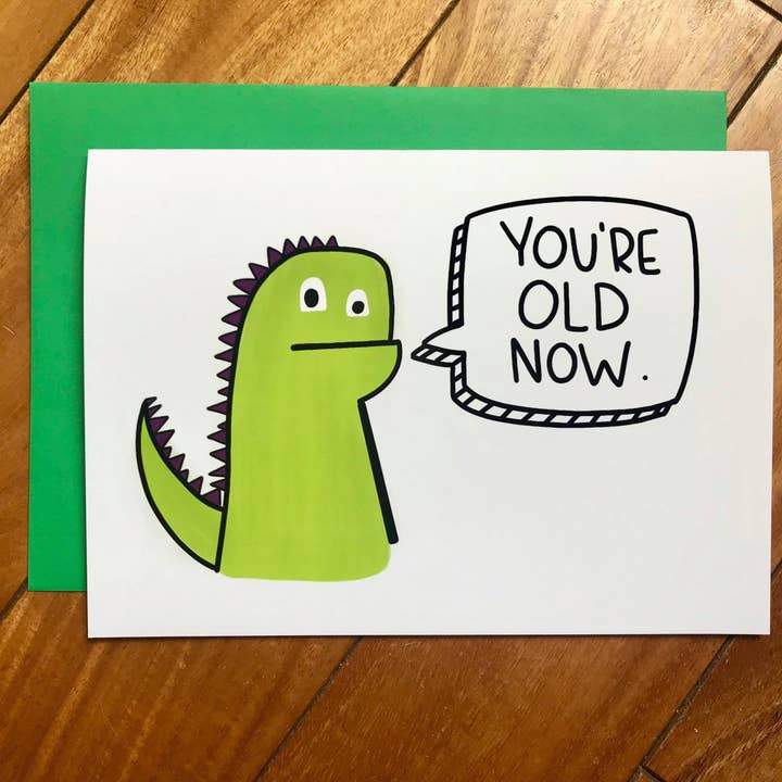 Du er gammel nu uhøfligt fødselsdagskort af Stonedonut Design for engroshandel hos Stone Donut Design, LLC