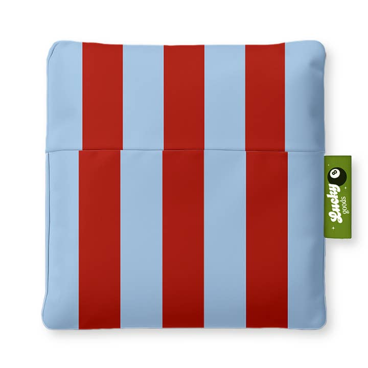 Blue & Maroon Stripes Foldable Nylon Tote for wholesale by Lucky Goods Paper