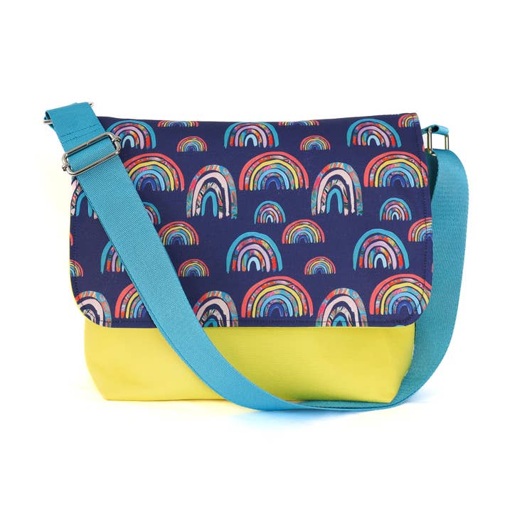 Messenger Bag Sewing Kit - Rainbows Navy for wholesale by Crosscut Sewing Co.