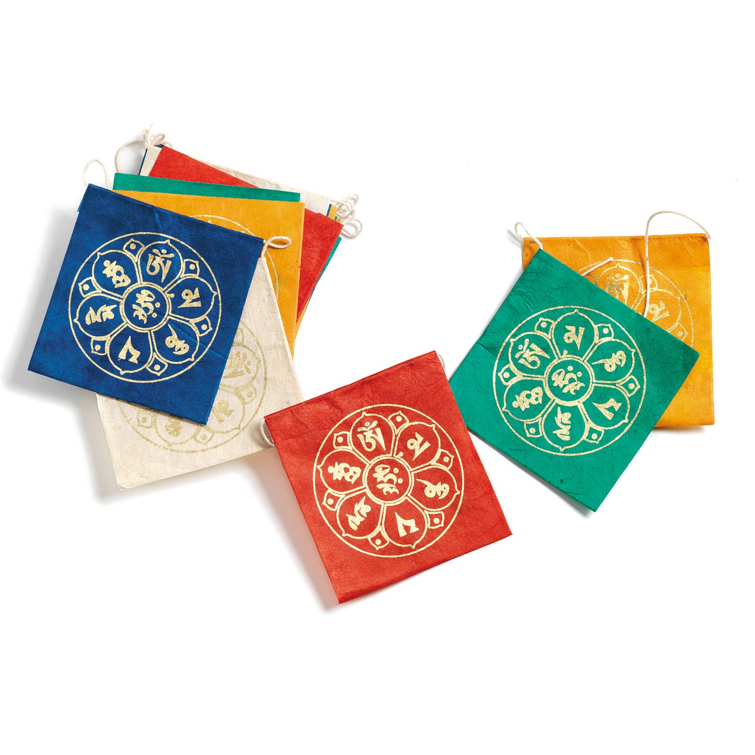 dZi Handmade - Wholesale Prayer Flag - 8' Om Lotus Paper Prayer Flag1