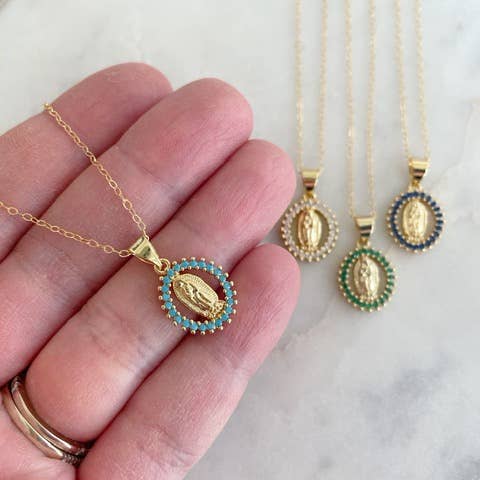 Laalee Jewelry - Wholesale Pendant/Charm Necklace - Crystal Virgin Mary Necklace, Religious Jewelry Gift